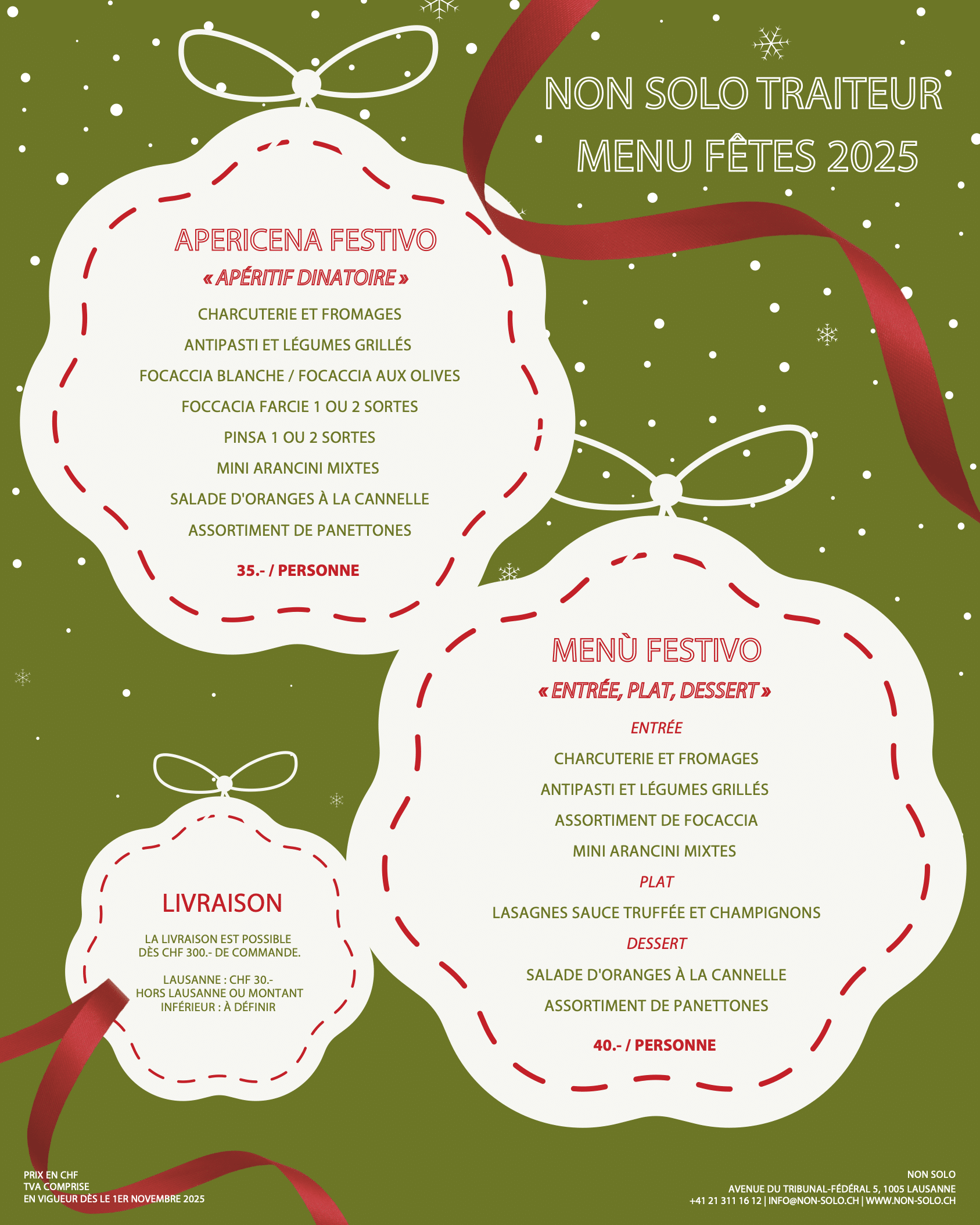 TRAITEUR MENU FÊTES 2025